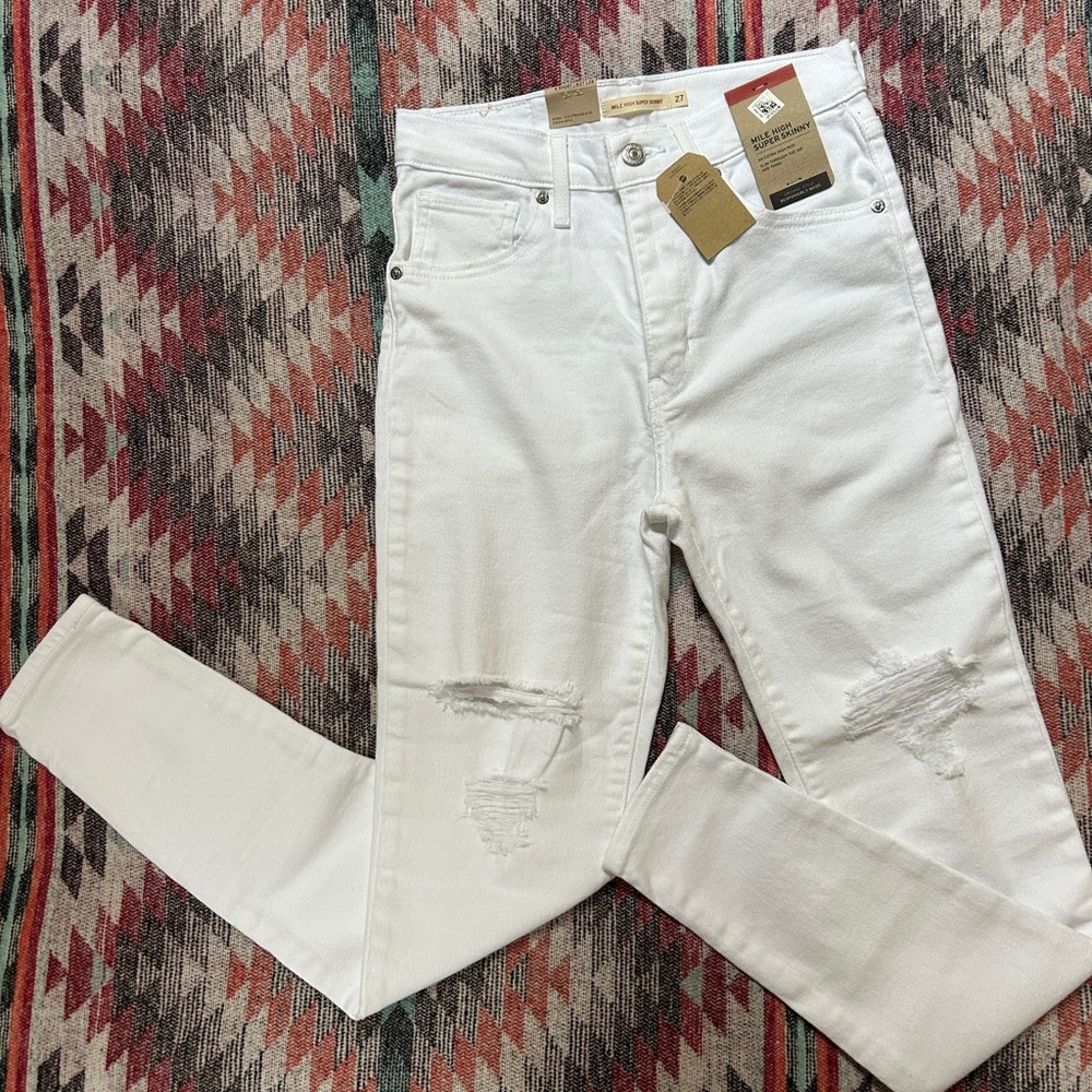 Levi's White Skinny Distressed Jeans
